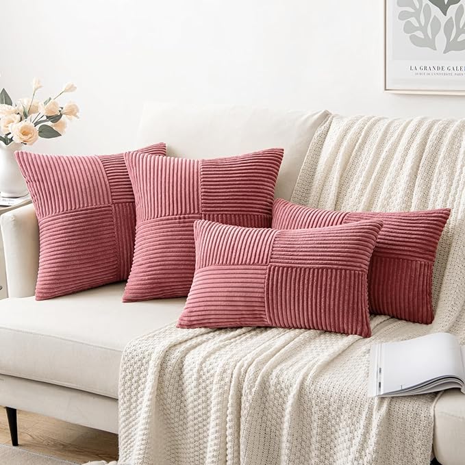 MIULEE Cranberry Red Decorative Throw Pillow Covers 18x18 Inch - Image 4