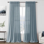 Nanspring Light Blue Linen Curtains 108 Inches Long by Nanspring