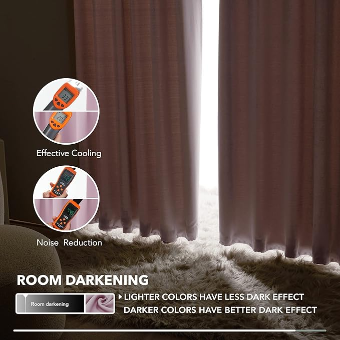 Deconovo Blackout Curtains, Thermal Insulated, W52 x L63 2 Panels, Back Tab - Image 7