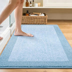 48x32 Large Bathroom Rugs Washable Non Slip, Light Blue Bath Mat - Image 2