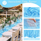 35x120 Inch Baby Blue Cheesecloth Table Runner Baby Shower Birthday Decor
