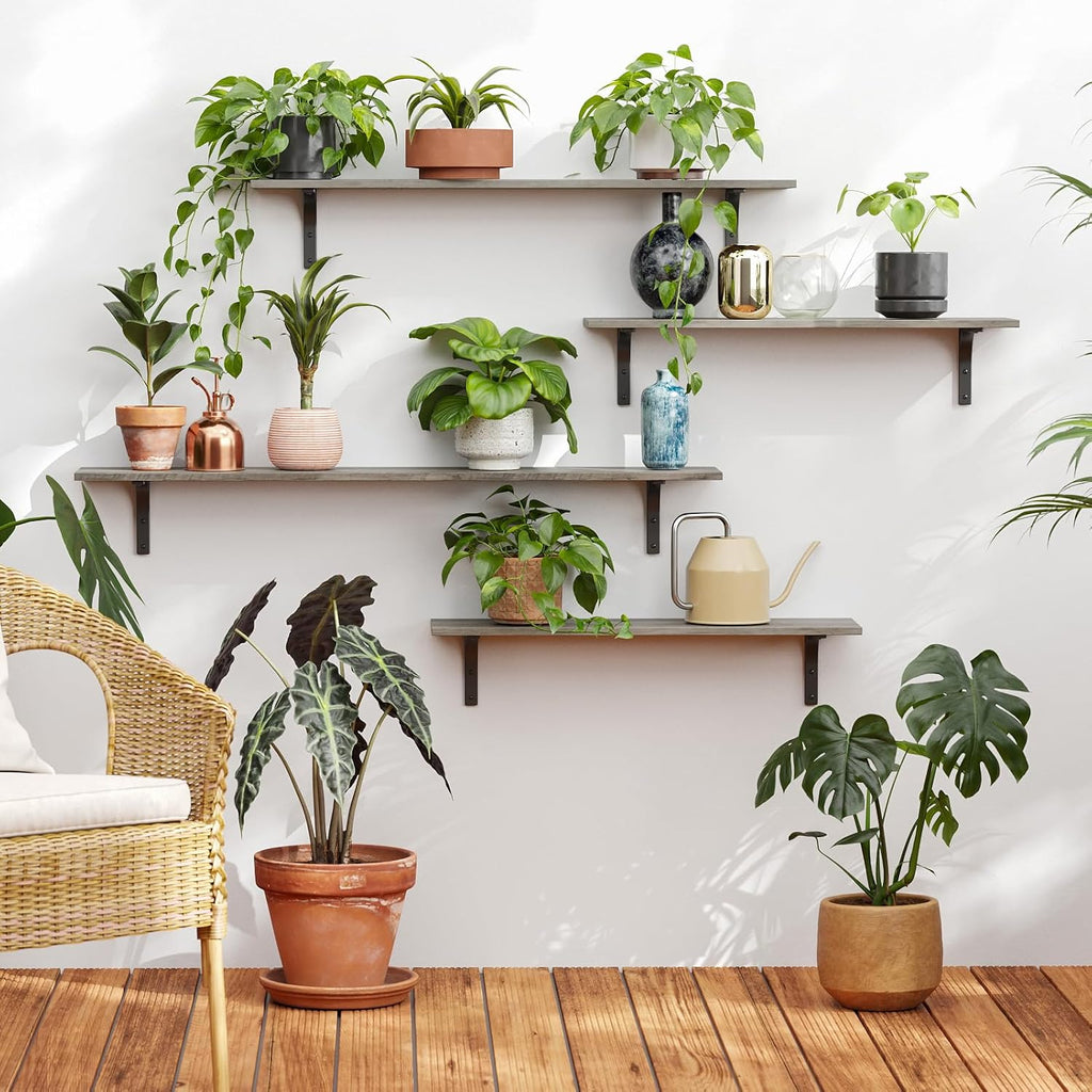 DINZI LVJ Long Wall Shelves, 47.3Inch Wooden Wall Mounted Shelves, Set of 2