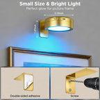 4-Pack Picture Lights for Wall, Rechargeable Cordless Poster Lights, Gold