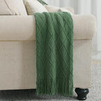 BOURINA Green Throw Blanket 50x60 Inches Throw Textured Solid Soft Sofa Couch - Image 5