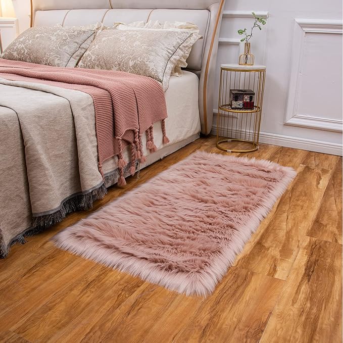 EasyJoy Ultra Soft Fluffy Shaggy Area Rug Faux Fur Rug Chair Cover Seat Pad - Image 3