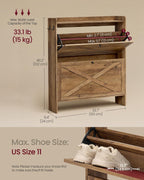 VASAGLE Narrow Shoe Storage Cabinet Organizer with 2 Flip Drawers