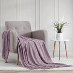 BOURINA Light Lavender Throw Blanket 50x60 Inches Throw Textured Solid Soft - Image 2