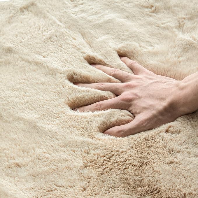 ORINOVA 5x7 Area Rug Light Brown Beige Plush Shaggy Rugs - Image 5