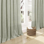 Sage Green Large Window Curtains Light Filtering Semi Sheer Privacy Linen - Image 6