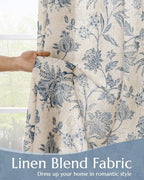 jinchan Lined Linen Floral Curtains - Image 2
