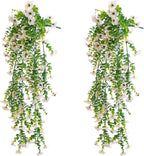 Artificial Hanging Flowers for Outdoors, 2 Pcs UV Resistant Artificial Outdoor Flowers, Not-Fading Fake Hanging Plant for Outdoor Planters for Home Garden Porch Yard Decor