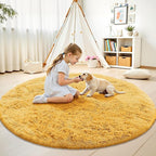 OLANLY Mustard Yellow Round Rugs - Image 3