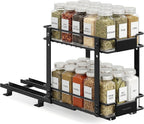 SONGMICS Spice Rack Organizer for Cabinet, Pull Out 2 Tier Thick Steel