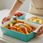 Baking Dish Set of 3 Nonstick Bakeware Set with Handles, Aquamarine