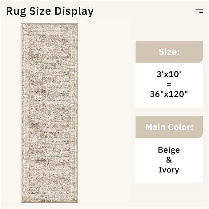 Runner Rug 3x10 Washable Non-Slip Hallway Runner Rugs - Image 5