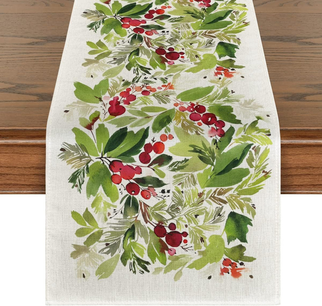 Artoid Mode Holly Christmas Table Runner Home Party Decor 13x120 Inch