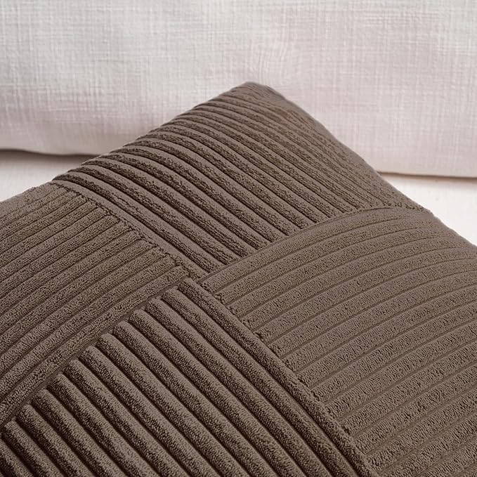 Fancy Homi 2 Packs Dark Brown Decorative Throw Pillow Covers 16x16 Inch - Image 3
