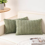 Pack of 2 Corduroy Decorative Throw Pillow Covers 12x20 InchSoft Boho Striped by Unknown