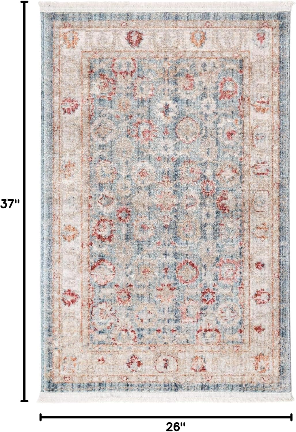 Unique Loom Noble Collection Country, Traditional, Distressed, Vintage, Botanical, Border Area Rug (2' 2 x 3' 0 Rectangular, Blue/Beige)