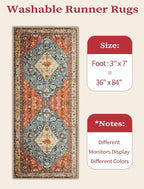 SERISSA Boho Kitchen Runner Rug, 3x7 Washable Non-Slip Runner Rug - Image 2