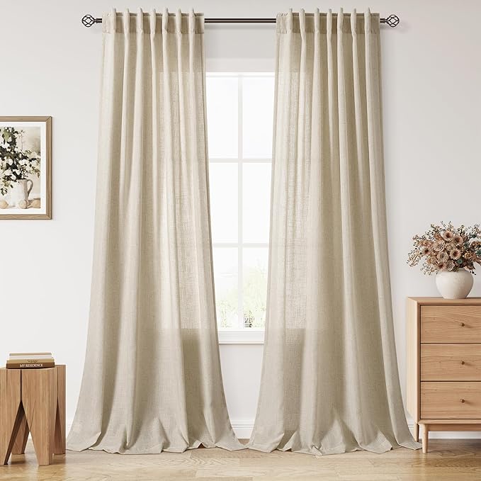 Nanspring Eggshell Beige Curtains 102 Inches Long by Nanspring