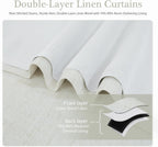 DriftAway Double Layer Linen Blackout Tie Up Curtains Thermal Insulated Fully Lined Balloon Roman Shade Bathroom Window Adjustable Rod Pocket for Small Window 31 Inch by 47 Inch Light Linen
