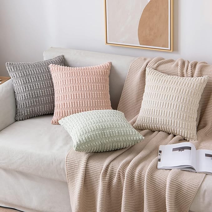 MIULEE Pack of 2 Corduroy Decorative Euro Sham Throw Pillow Covers 24x24 Inch - Image 2