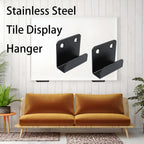 12 Pcs Stainless Steel Tile Display Hanger, Heavy Duty Wall Mounted Bracket Hooks for Ceramic Tiles, Mirrors, Picture Frames, Black, 0.79" Inner Width