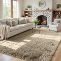5x8 Area Rugs for Living Room: Soft Fluffy Shag Gray Camel Rugs for Bedroom by CarpetAddColortoYourLife