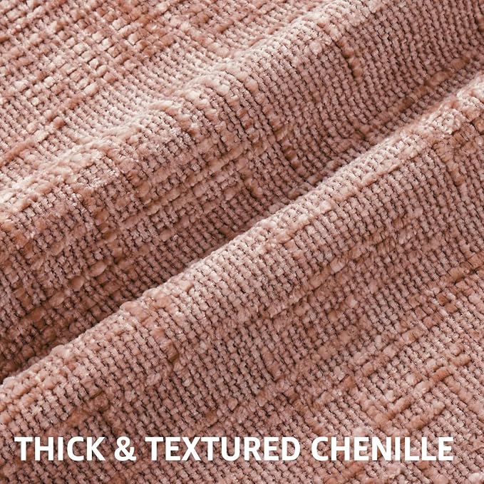 decorUhome Summer Pink Chenille Throw Pillow Covers 12x20 Set of 2 Textured - Image 4