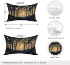 Rustic William Morris Inspired Gold Moon Pillow Covers 12x20 Set of 2, Vintage - Image 2