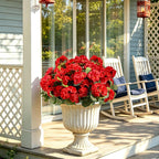 Artificial Geraniums Fake Flowers for Outdoors, 8PCS Red