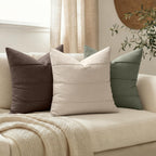 MIULEE Decorative Linen Throw Pillow Covers 20x20 Natural Beige Striped