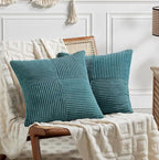 Fancy Homi 2 Packs Teal Decorative Throw Pillow Covers 22x22 Inch by Fancy+Homi