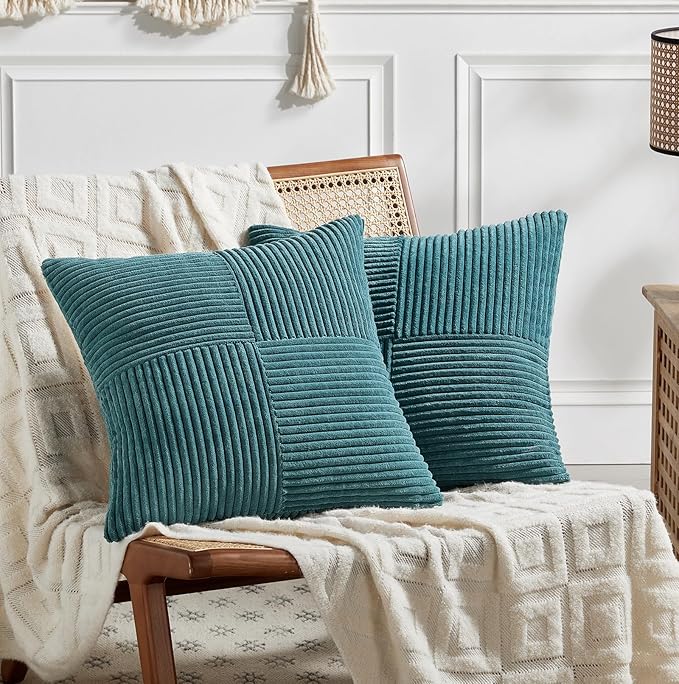 Fancy Homi 2 Packs Teal Decorative Throw Pillow Covers 20x20 Inch by Fancy+Homi