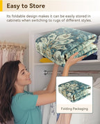 RELEANY Area Rugs 6ft Washable Non-Slip, Floral Vintage Distress Print Pattern - Image 6