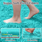 8x10 Area Rugs for Living Room Rug: Soft Fluffy Shag Teal Blue Rugs for Bedroom - Image 5