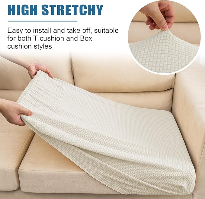 Water Repellent Couch Cushion Covers, Stretch Sofa Seat Slipcover Sets - Image 5