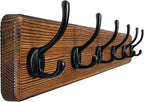 Coat Rack Wall: 24" Long, Patented, Heavy-Duty, 6-Double-Hooks Wooden Wall Mounted Coat Rack Coat Hanger Hook Rail for Winter Coats Hat Jacket Clothing, Natural & Black
