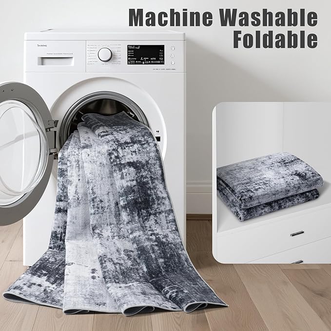 8x10 Area Rug Living Room Rug: Washable Modern Abstract Soft Thin Rug Indoor - Image 6