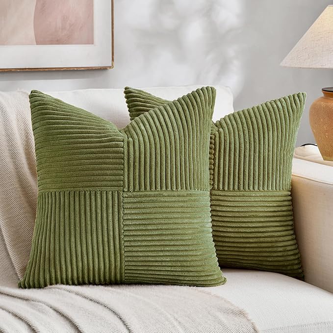 Fancy Homi 2 Packs Moss Green Samll Decorative Throw Pillow Covers 12x12 Inch by Fancy+Homi