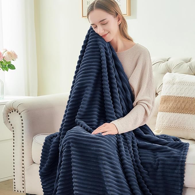 BEDELITE Fleece Throw Blanket for Couch – 3D Ribbed Jacquard Soft and Warm - Image 4