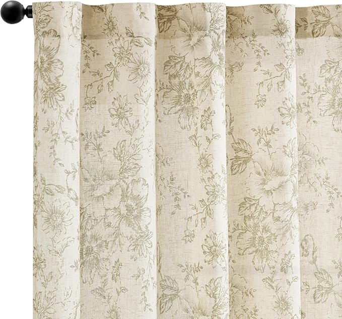 jinchan Linen Blend Floral Curtains - Image 8