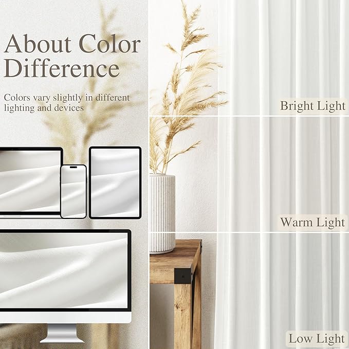 Linen Off White Curtains 145 inch Extra Long - Image 4