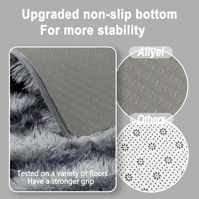 Soft Runner Rugs for Bedroom Hallways, 2x4 Black and White Fluffy Shag Throw - Image 5