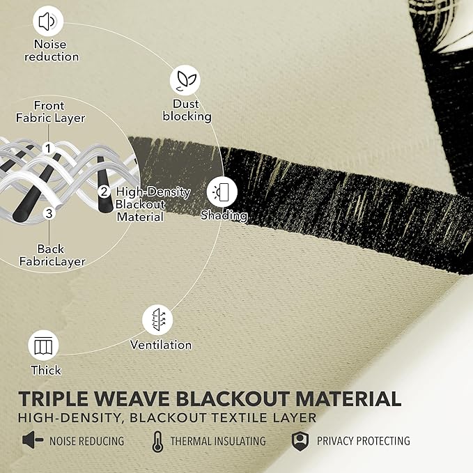 Deconovo Blackout Curtains, Thermal Insulated, W52 x L72 2 Panels, Back Tab - Image 5