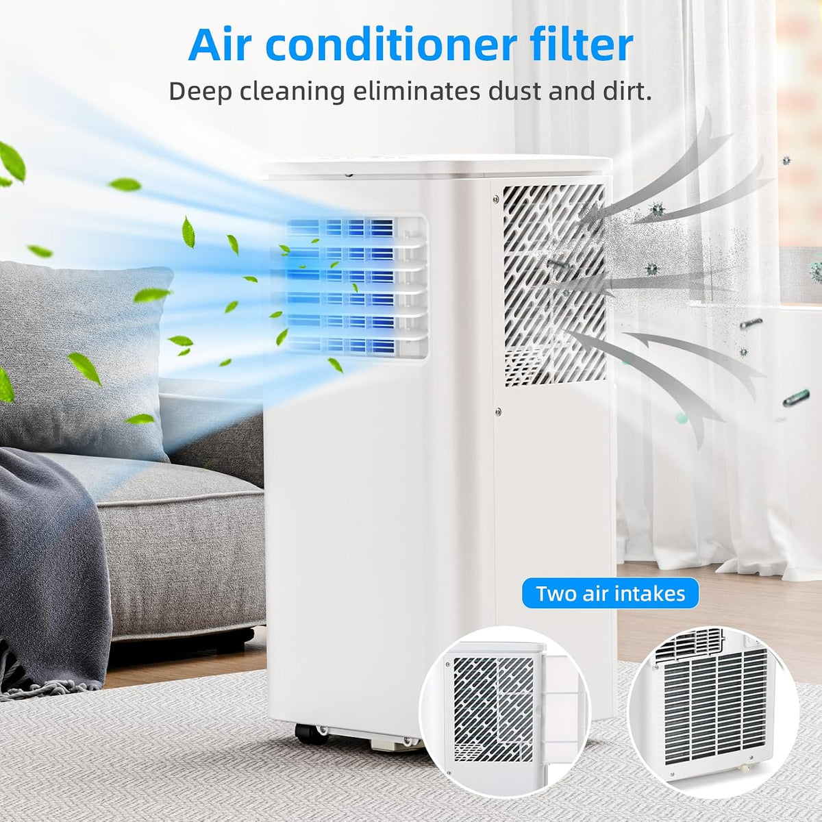 Antarctic Star 10000 BTU Portable Air Conditioner, 4-in-1 AC Unit with Cooling, Dehumidifier & Fan Modes, Sleep Mode, 24H Timer & Remote Control, Moving Wheels & Window Installation Kit