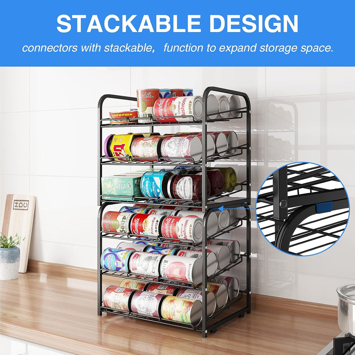 Can Rack Organizer,3 Tier Stackable Can Storage Dispenser,Bronze