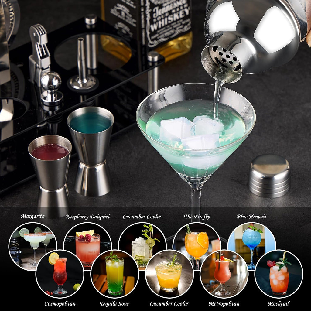 Bartender Kit,15 Pcs Cocktail Shaker Bar Tool with Acrylic Stand