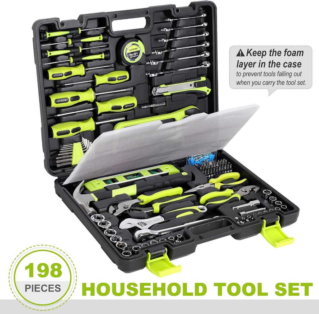 FASTPRO 198-Piece Home Repairing Tool Set with Tool Box